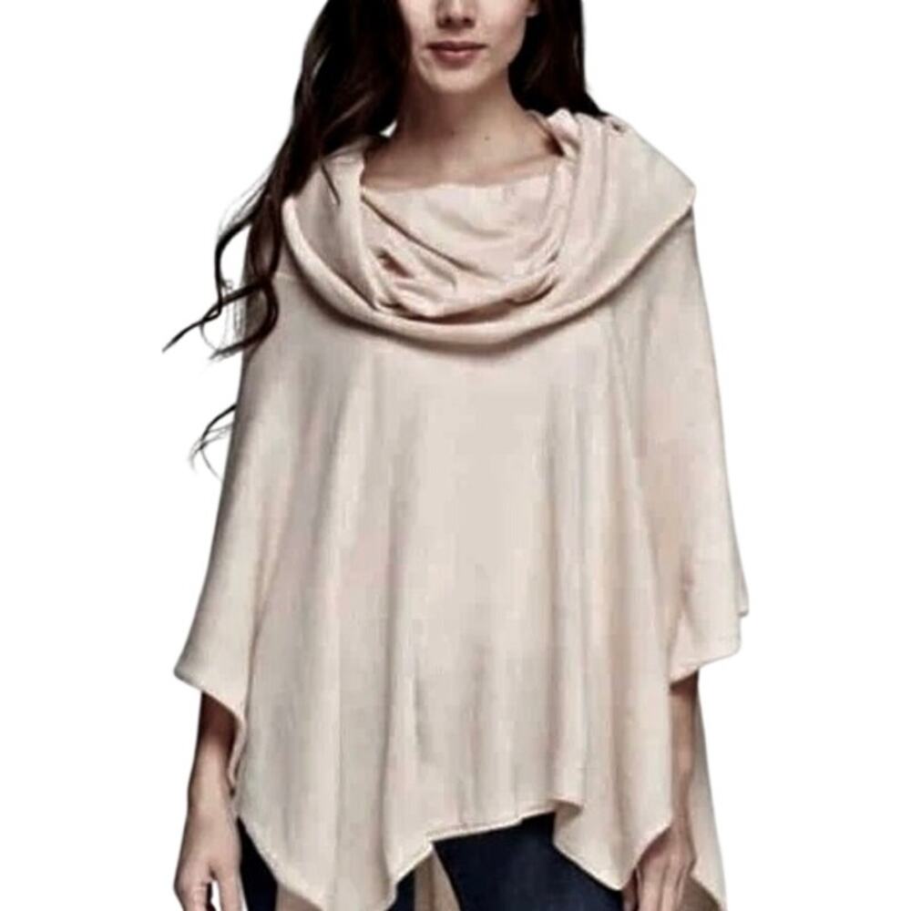 Lovestitch Angora Wool Oversize Pullover Cowl Neck Poncho Cape Sweater Lagenlook